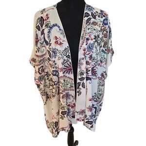 I Joah Womens Floral Print Open Lightweight Kimono Top Size Medium